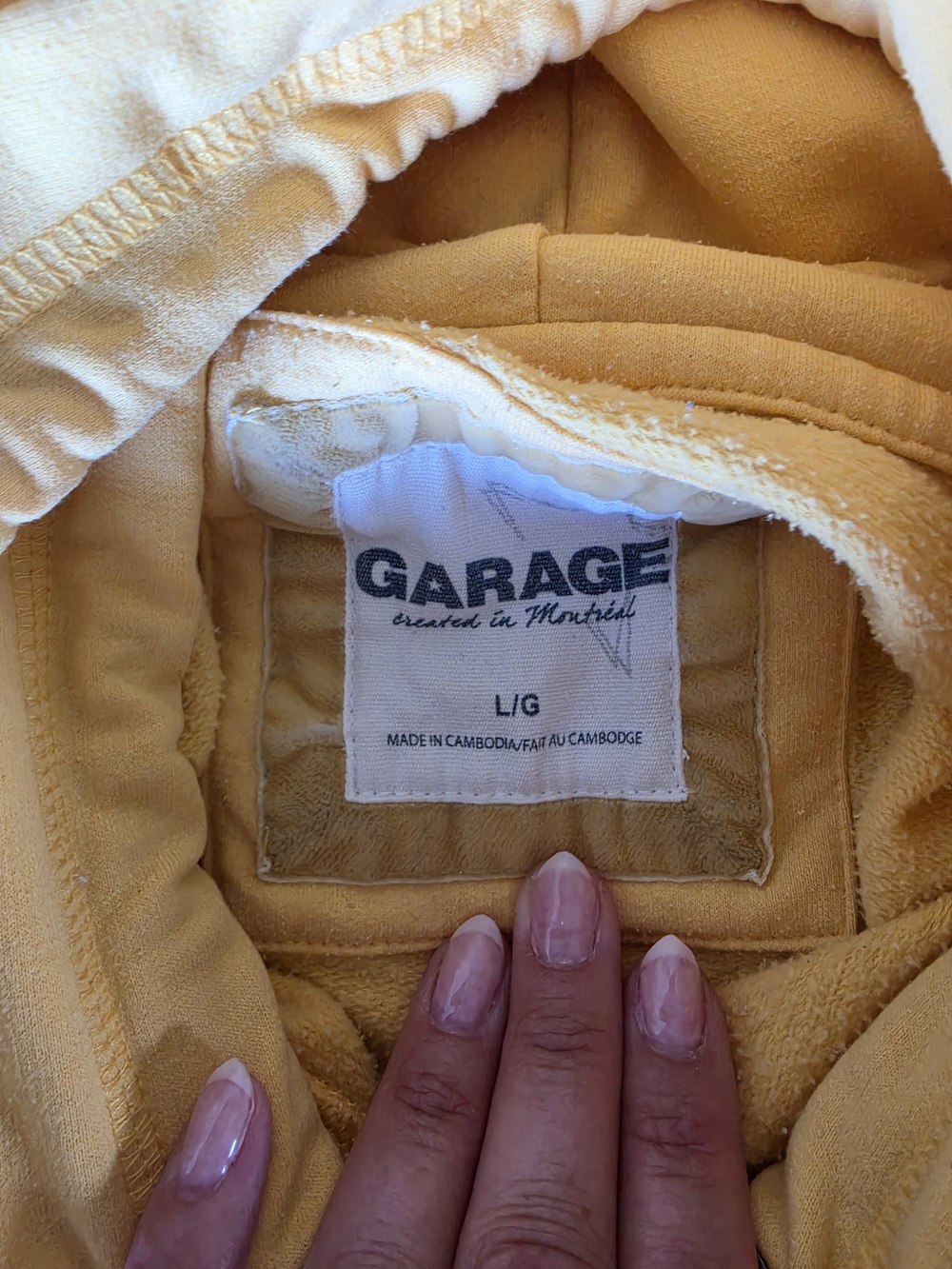 Garage Vintage Yellow Hooded Sweatshirt with Front Pocket - Picture 4 of 5
